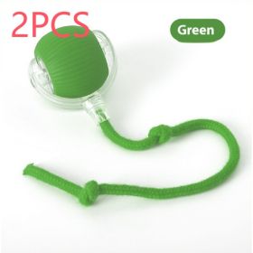 Interactive Cat Toy Ball Super Drive Cat Rolling Ball (Option: With Rope Style Green 2PCS)